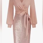 Grace Karin  Light Pink Hip Wrap Fish Tail V Neck Sequin Evening Dress Photo 0
