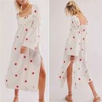 Free People  Boho White Emory Embroidered Midi Dress -Oversized Small‎ Photo 1