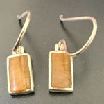 Vintage SU 925 Sterling Silver Tigers Eye Small Dangling Earrings 1.7g. Photo 0