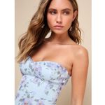 Lulus Chic Preciousness Light Blue Floral Organza Bustier Maxi Dress Medium NWT Photo 3