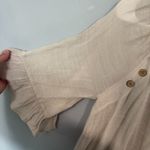 Naif Half Sleeve Gauzy Boho Mini Dress Women's Size Medium Light Beige Crinkle Photo 3