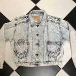 Jordache Vintage 80s 90s Acid Wash Light Denim Jean Jacket Stone Wash Cropped L Photo 2