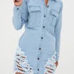 Pretty Little Thing Super Distressed Denim Shirtdress size 0 Photo 1