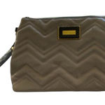 Betsey Johnson Taupe Quilted Clutch Purse Cosmetic Bag NEW NWOT Black Photo 0