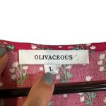 Olivaceous Magenta Pink Floral V-Neck Short Sleeve Long Maxi Dress Women Sz L Photo 7