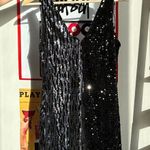 ZARA V-Neck Black Sequin Dress Photo 2