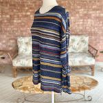 Ariella  Sweater Striped Ruched Drawstring Back Knit Top S Long Sleeve Crew Neck Photo 6