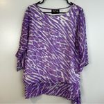 Bob Mackie Purple Anima Print Lightweight Bell Sleeve Blouson Blouse Size Small Photo 7