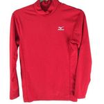 Mizuno Womens Top Mock Neck Long Sleeve Work Out Logo Red S Photo 0
