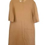 Marni Camel Tan Crepe Short Sleeve Round Neck Patch Pocket Shift Dress Size 38/2 Photo 0