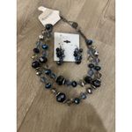 Trifari  NOS Crystal Bead Necklace & Earrings Set - Cool Winter Blue Gray 18" Photo 1
