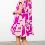 THML NEW NWT  Pink Magenta Short Sleeve Vneck Dress Photo 0