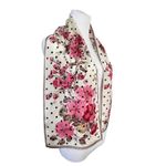 Oscar de la Renta Silk Floral Rectangle Scarf Wrap Cream Pink Roses & Cherry Photo 0