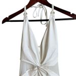 La Blanca Women's White One Piece Swimsuit Size 10 Twist Front Mesh Waist Halter Photo 3