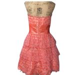 Jovani  Strapless A-Line Peach Ruffled Lace Designer Women’s Mermaid Mini Dress 2 Photo 9