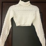 White Cable Knit Turtleneck Sweater Size XS Photo 0