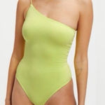 Good American  90s Good Touch One Shoulder Bodysuit Size 2 in a Key Lime Color Photo 0