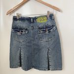 Vanilla Star Jeans Vintage Y2K Denim Skirt Pleated Mini Jeans Embroidered 90’s Paneled Cute Slit 1 Photo 1