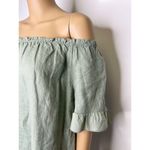 Terzo Millenno Made in Italy Mint Green 100% Linen Off The Shoulder Top Sz Small Photo 3
