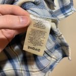 Free People  We The Free Sz M Wind River Flannel Pullover Shacket Blue Plaid Zip Photo 11