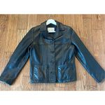 Nine West Vintage 100% leather black button front blazer jacket M Photo 1