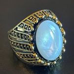 Opal black onyx gemstone 18k gold plated ring size 7.5 Photo 1
