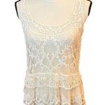 EXPRESS  Ivory Baroque Tiered Lace Boho Festival Fairy Cottage Tank Top Sz S Photo 1