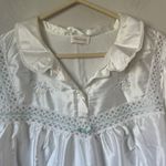 Barbizon VTG Robe Women L/S Embroidered Floral/Eyelet Bodice 1/2 Zip Sz Lg/XL 🟢 White Photo 2