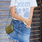 We The Free  | Bailey Mini Raw Hem Mountain Blue Denim Skirt Size 28 Photo 0