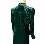 Talbots Effortless Velvet Smocked Midi Dress 10 Long Sleeve Green Ruffle Collar Photo 6