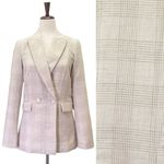 House of Harlow 1960 Long Double Breasted Blazer Cream & Tan Glen Plaid Size XS Photo 1