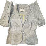 Caslon  Women’s Gray Polka Dot Blazer Lightweight 100% Cotton Summer Jacket Small Photo 1