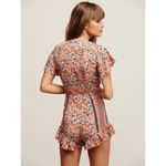 Free People  Surf Date Copper Floral Cut Out Tie Front Romper S Photo 1