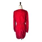 The Kooples Dress Women Large Red Velvet Animal Print Puff Sleeve Mini Party Photo 3
