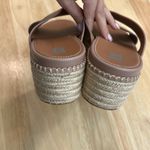 FitFlop  Eloise Espadrille Leather Wedge Cross Slide Beige Buff Size 10‎ Photo 3
