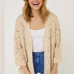 Anthropologie Moth Cream 100% Cotton Crochet Open Front Sweater Cardigan Top Lar Photo 0