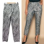 Lulus Creative Thinking Silver Black Metallic Zigzag High Waist Pants Sz Medium Photo 1