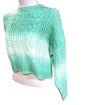 Love Tree  Pistachio Ombre Oversized‎ Cropped Cable Knit Sweater Juniors Large Photo 2
