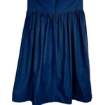 ZARA Corset Lace Up Waist Midi Skirt Sz Medium Navy Blue Poplin Cotton Photo 1