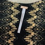 Free People Catch Me If You Can Black Gold Geometric Print Cropped Kimono Top XS Photo 2