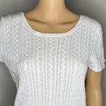 Talbots 100% Cotton Short Sleeve White Cable Knit Ribbed Sweater Blouse Medium Photo 1