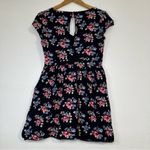Forever 21  Junior Navy Blue Floral  Short Sleeve Mini Dress with Side Zipper Photo 2