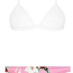 Triangl Pink Floral Bottom With White Top Bikini Photo 0