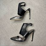 BCBGeneration  Black Leather Chaser Pewter Stiletto Heel Sexy High Heels 7.5 NWT Photo 5