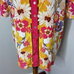 Johnny Was  Penny Button Down Shirt Blouse Floral 100%‎ Silk Pink Cream Size S Photo 7