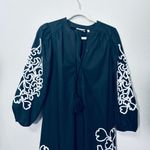 Chico's NEW Poplin Soutache Embroidered Maxi Dress Black Maxi Sz 4 Belt Pockets Photo 11