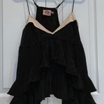 Juicy Couture Black Ruffled Tiered Silk Spaghetti Strap Blouse Cami Top Photo 1