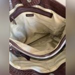 DKNY VINTAGE 90s SIGNATURE BROWN CANVAS CROC EMBOSSED SHOULDER PURSE TOTE BAG Photo 15