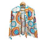 Life Style Top‎ Women's M Vintage Abstract Art Tie Dye Orange Pink Jacket Button Size M Photo 5