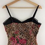 No Boundaries Vintage Y2K Brown Pink Leopard Rose Corset Style Mesh Babydoll Cami Tank Top Photo 6